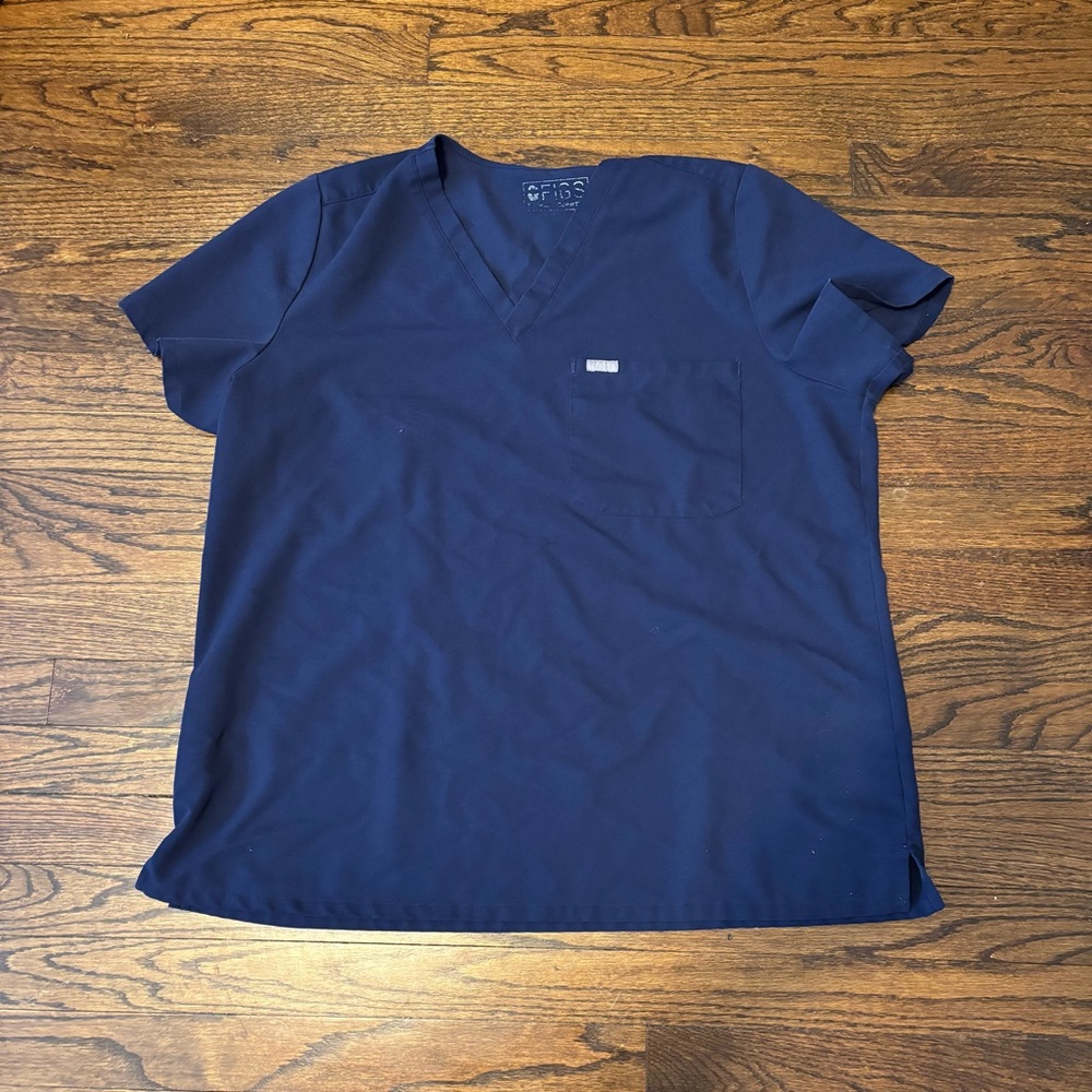 Figs Catarina Short Sleeve One Pocket V Neck Scrub Top Navy Blue Size XL